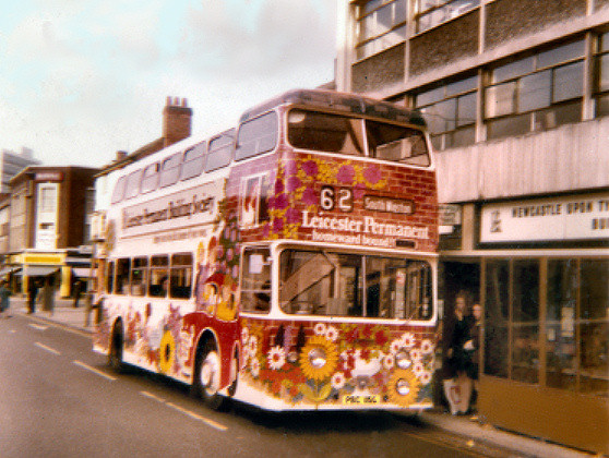 Leicester City Transport : Leyland Atlantean PDRA/1 : PBC 115G : LCT's first overall advert bus, in 1971