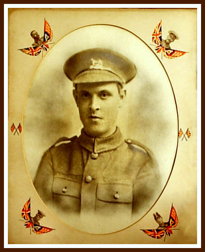 Harry Holt, Pte, in the uniform of the Royal Leicestershire Regiment, around the start of the Great War.