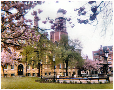 Town Hall Square; springtime, around 1970